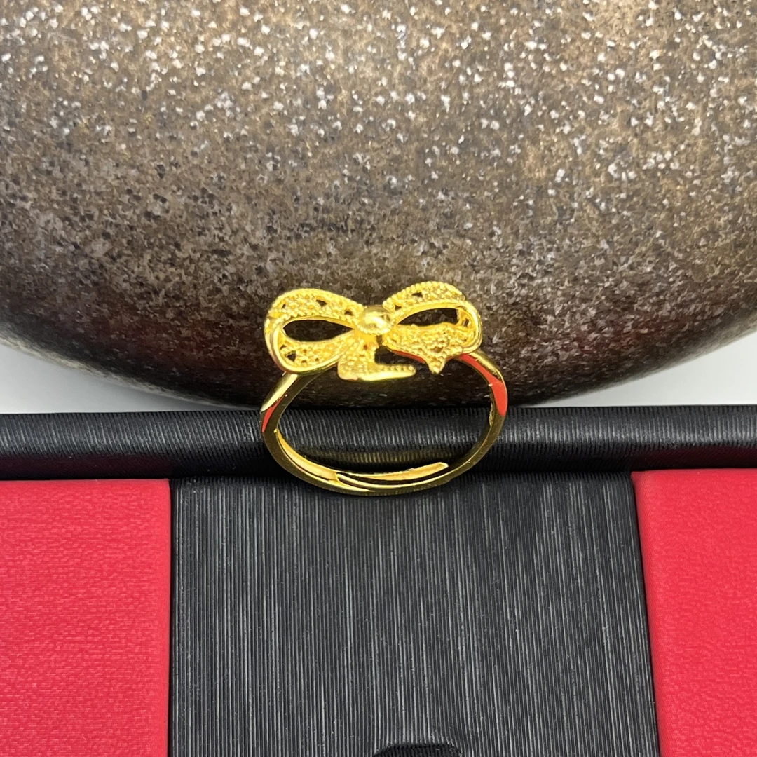 足银戒指 银戒指镂空蝴蝶戒指 包金工艺