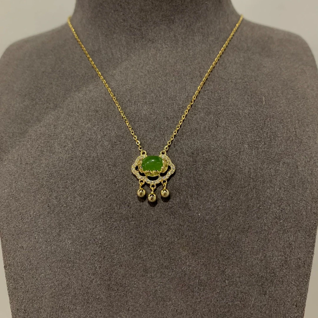 坠链均925银 YNR如意祥云锁 新中式碧绿国风气质素雅坠链XL03