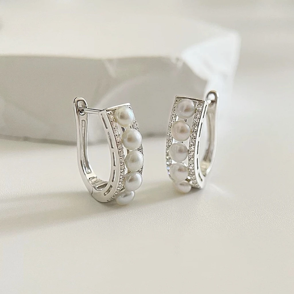 925银耳饰 YNR秋冬玫瑰 U型珍珠耳扣精致百搭网红款EK31