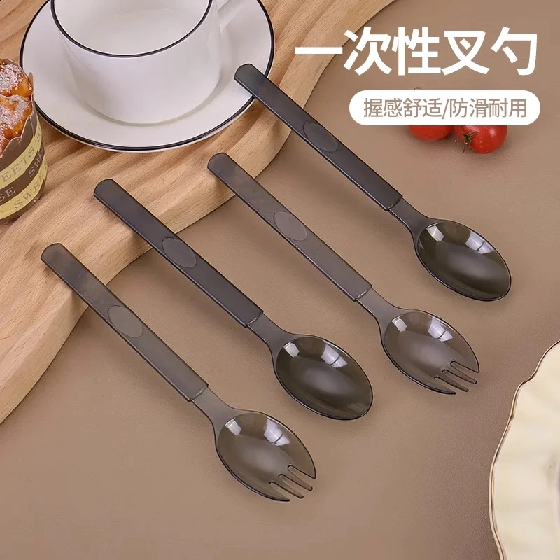 一次性叉勺西瓜挖勺拌饭勺塑料独立包装甜品蛋糕勺加厚水果捞叉勺