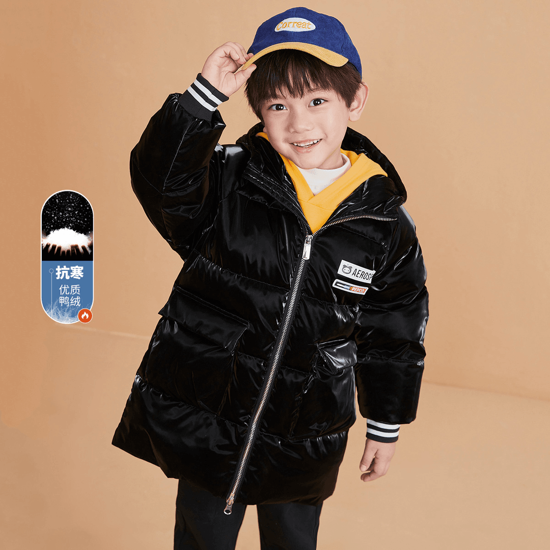 pepco/小猪班纳 111471015童带帽中长款羽绒服P710-26-27