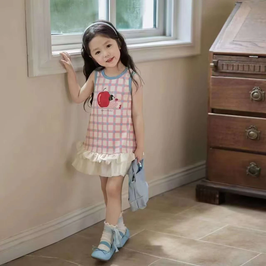 女童夏季新款连衣裙无袖卡通女宝宝洋气公主裙背心沙滩裙