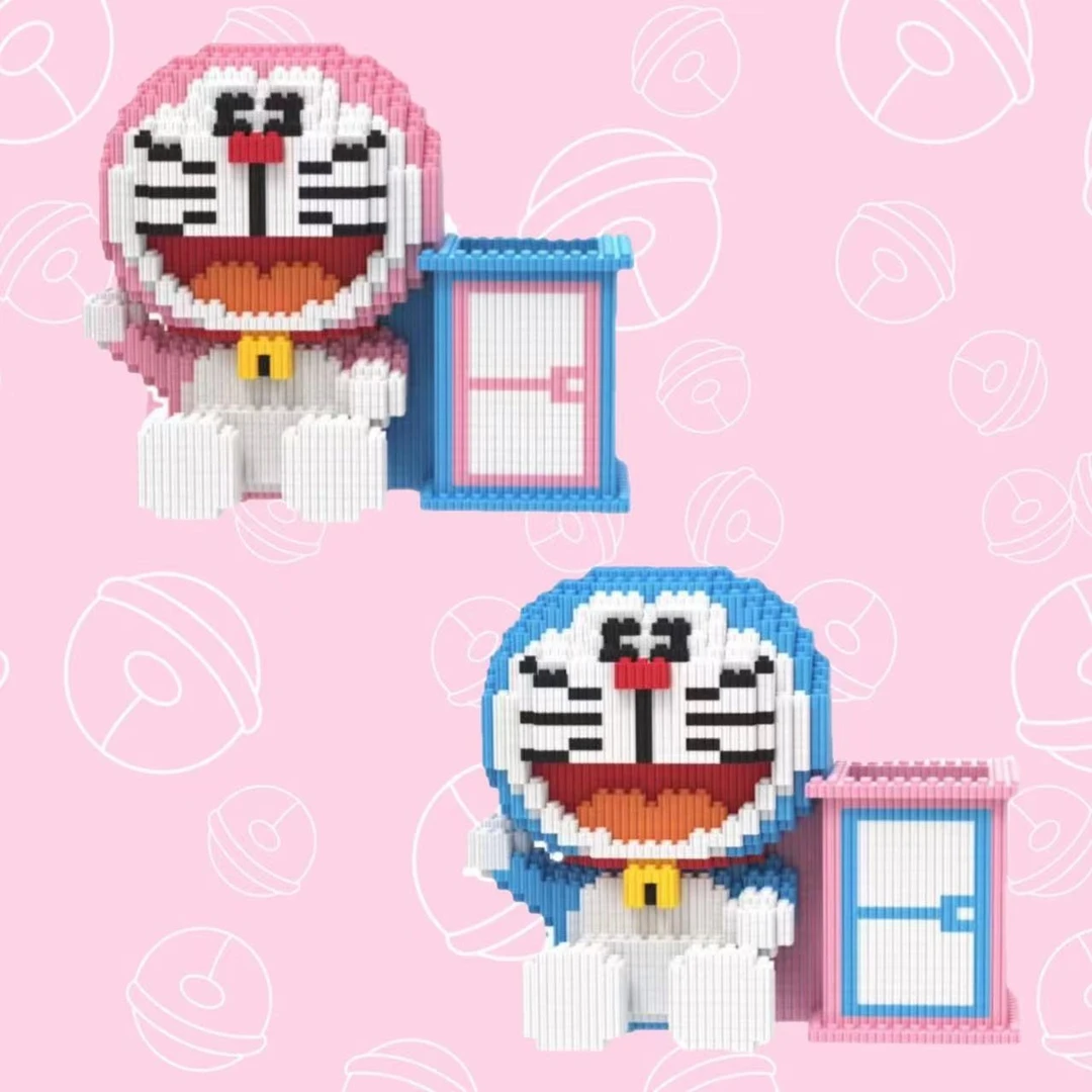 正版授权哆啦办公学习用具手工环保创意颗粒拼插积木立体摆件乐高