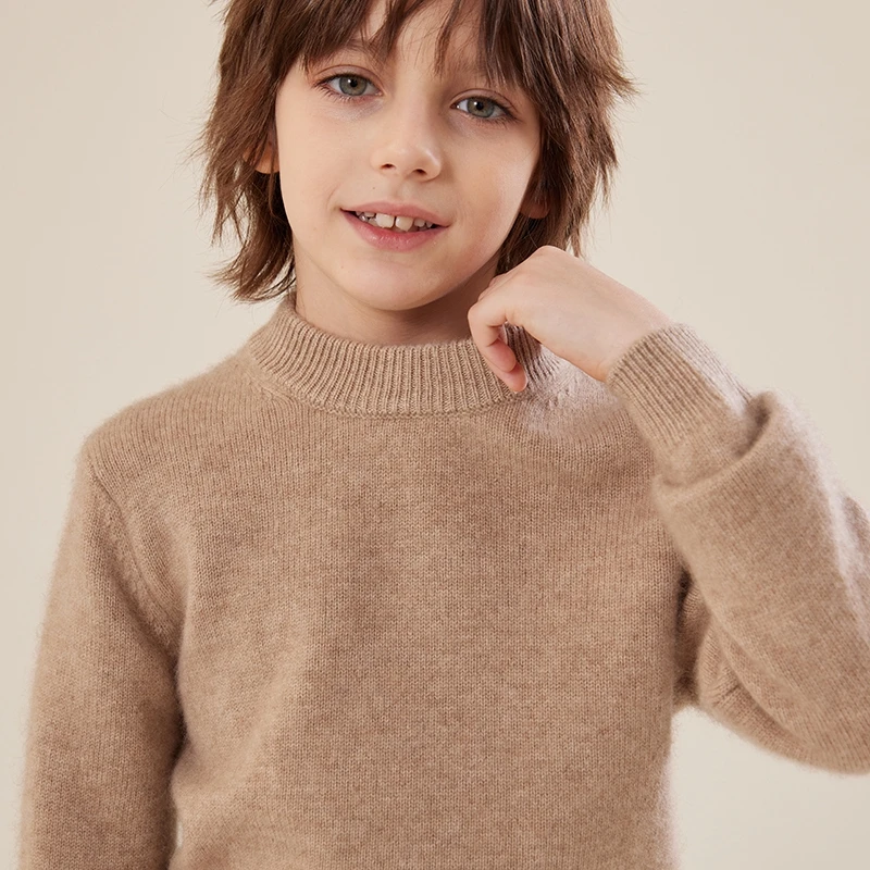 儿童羊绒衫半高领加厚秋冬套头针织衫男女童羊毛衫中大童打底毛衣