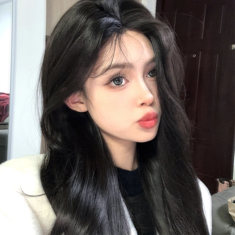 妮儿专属-日常假发女网红长卷发黑茶色中分假发长发头套全头套