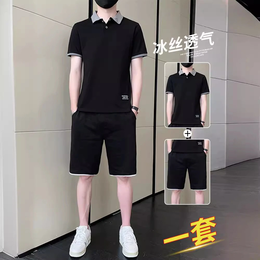 休闲套装男士夏季运动衣服痞帅男装宽松潮流薄款短袖短裤时尚百搭