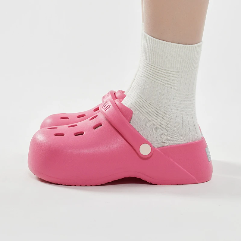 优调洞洞鞋穆勒鞋凉拖鞋两穿显高夏季办公室洞洞鞋外穿增高鞋