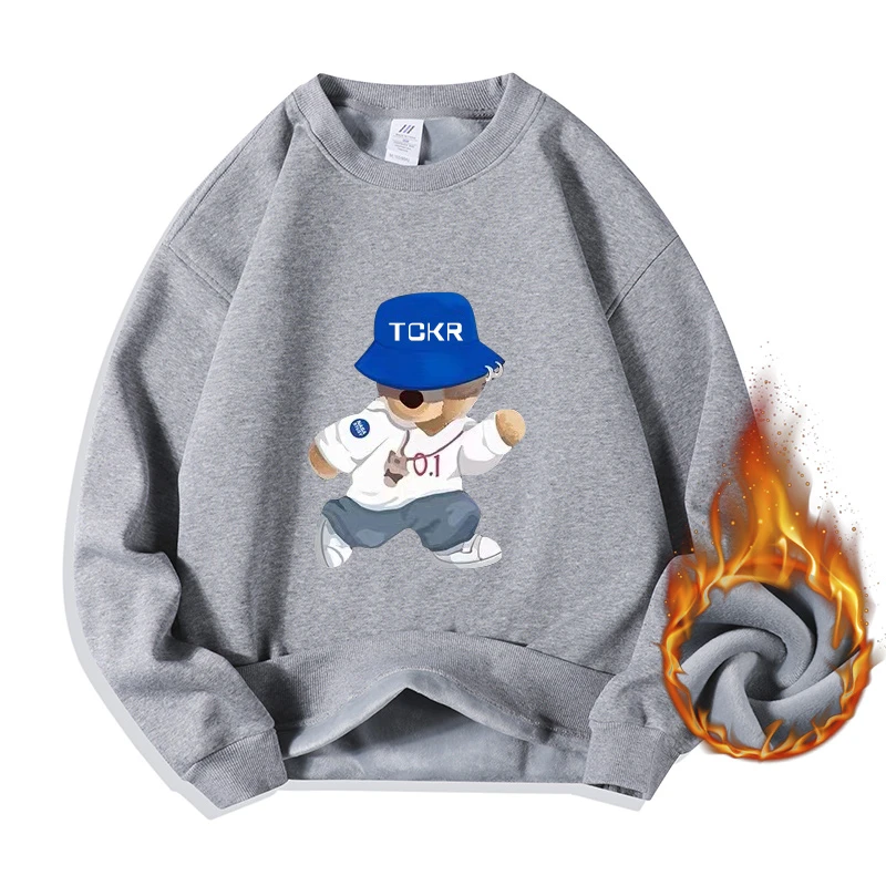 420g加绒重磅纯棉卫衣男冬季圆领情侣宽松打底衫潮春秋季保暖外套