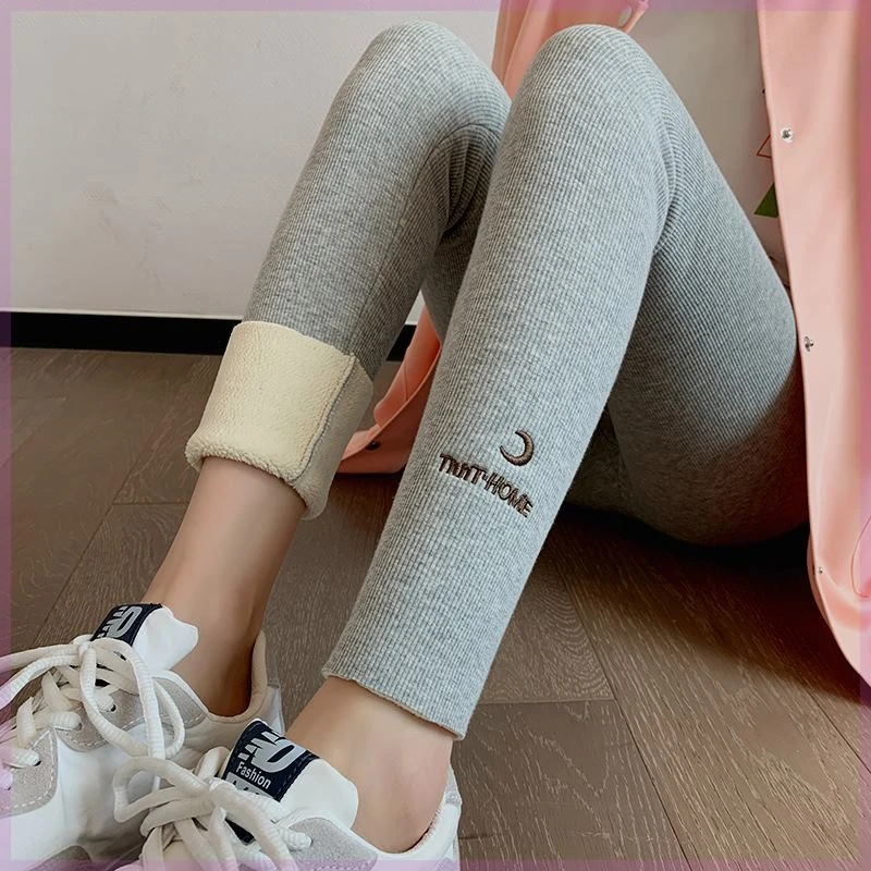 打底裤秋季女外穿秋裤加绒加厚东北大码冬季羊羔绒保暖棉裤卫线裤