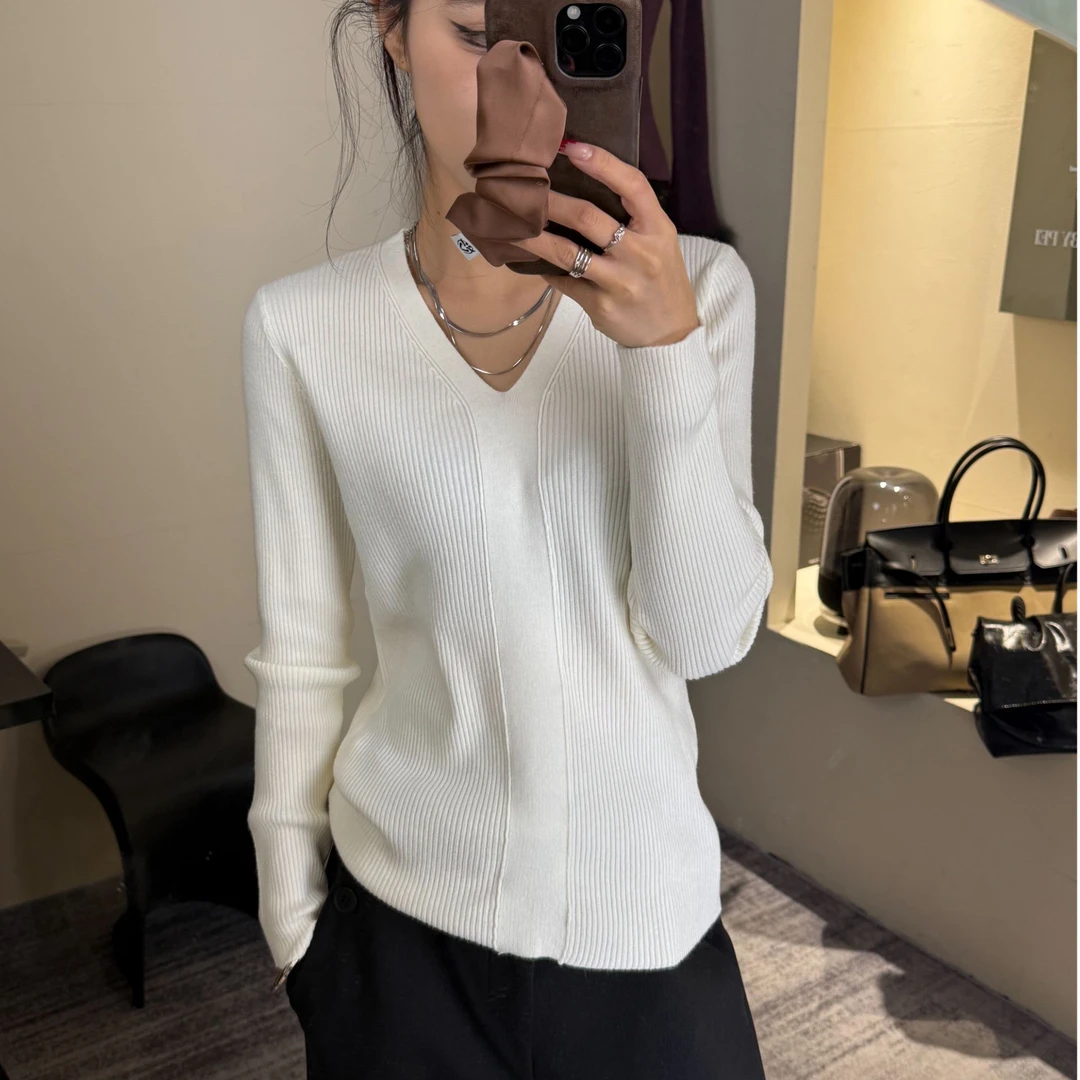 【喜】显瘦针织V领长袖时尚835修身十三行气质网红秋冬百搭