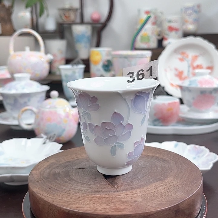 361玉兰花品茗杯手绘釉下高温