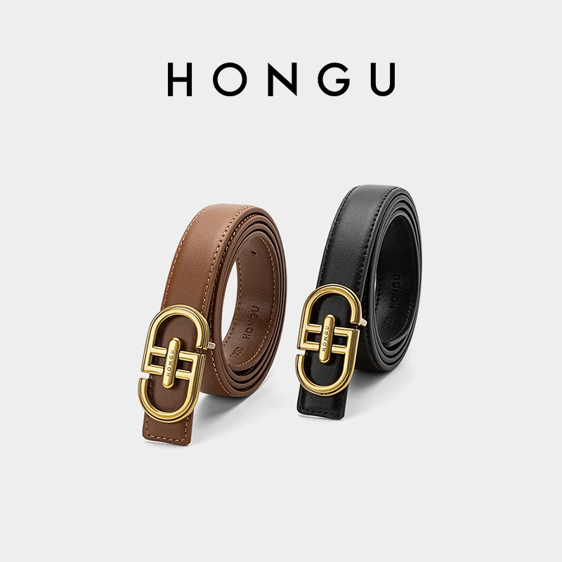 HONGU/红谷【深圳专享】简约牛皮皮带时尚潮流调节皮带男女同款
