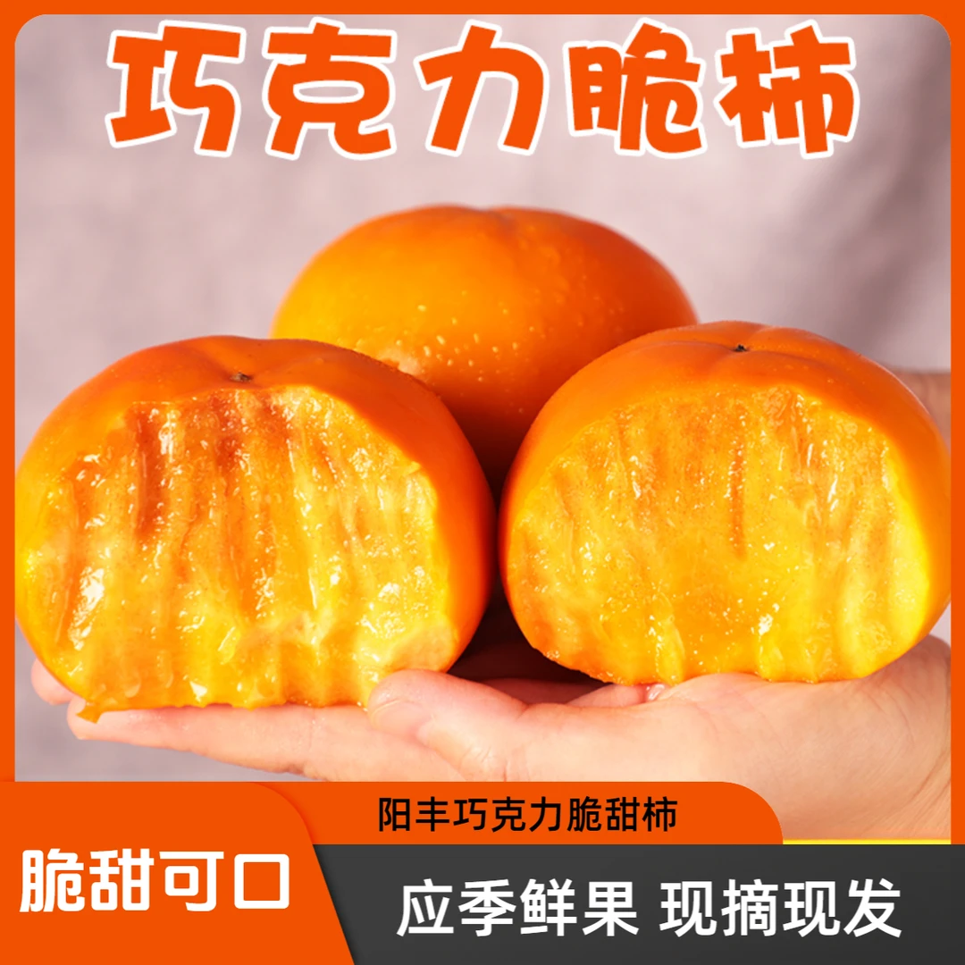 巧克力脆柿子脆甜不涩现摘新鲜水果阳丰柿子应季整箱糖心