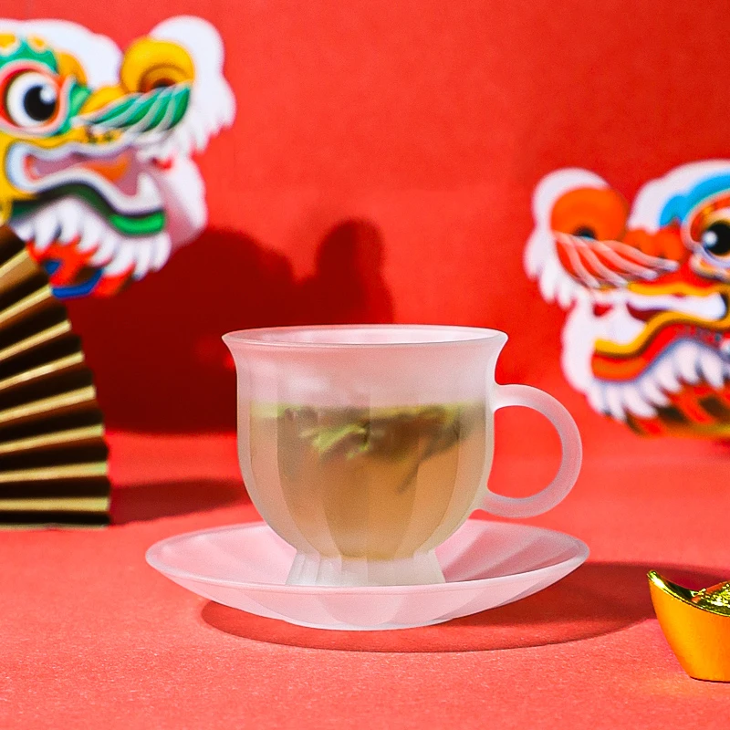 【明石风】南瓜磨砂杯碟套装家用主人杯加厚带把咖啡杯简约时尚喝茶
