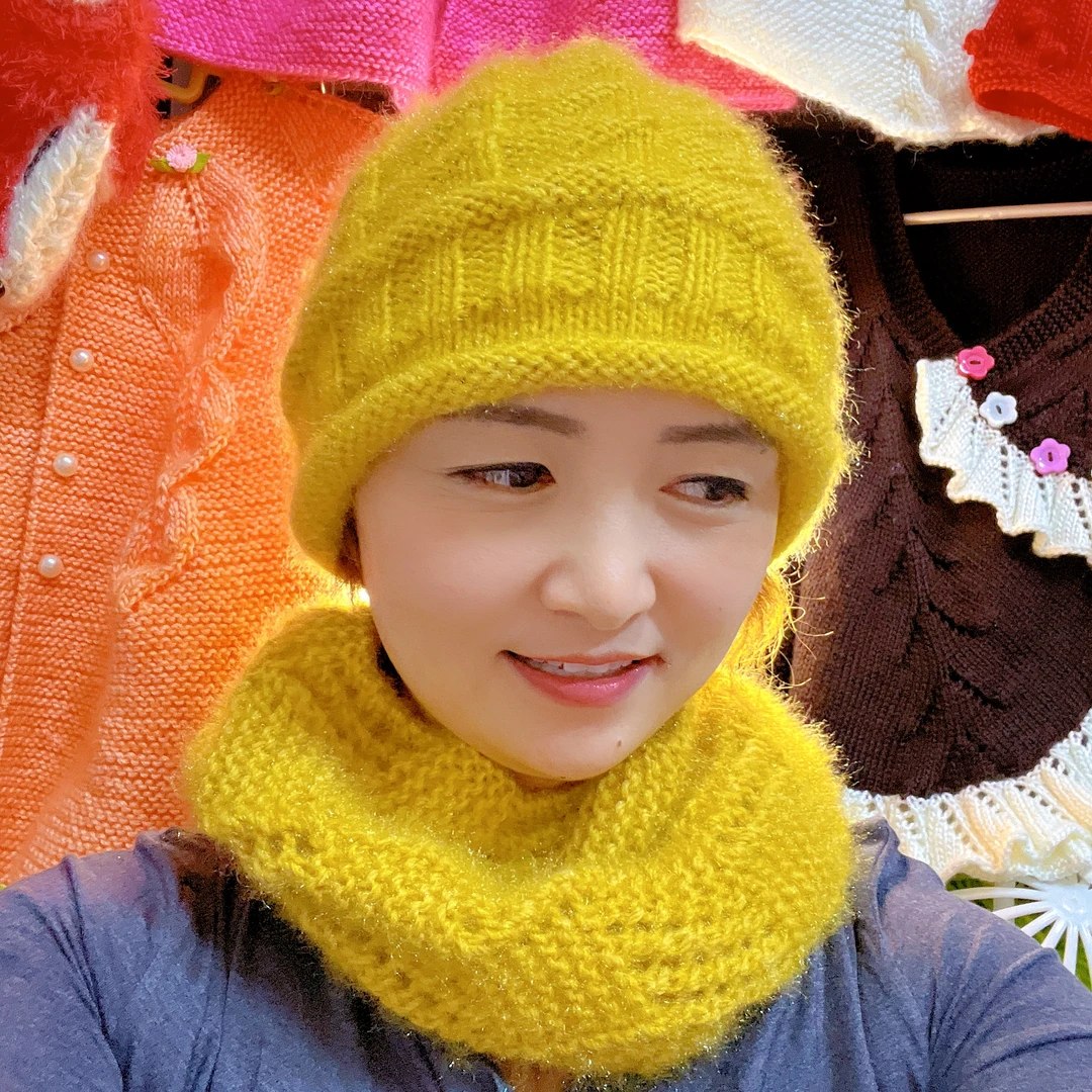 堆堆帽加冬季保暖冬天韩版围巾材料包送编织教程