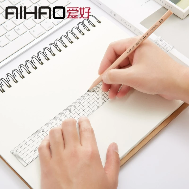 爱好波浪尺简约直尺格尺透明塑料尺子带波浪线小学生测量刻度尺