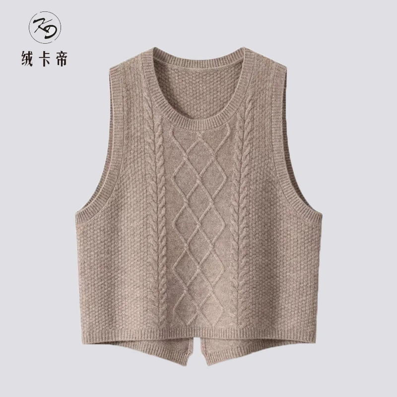 【粉丝专享】~秋冬款扭花女士圆领马甲针织无袖套头坎肩
