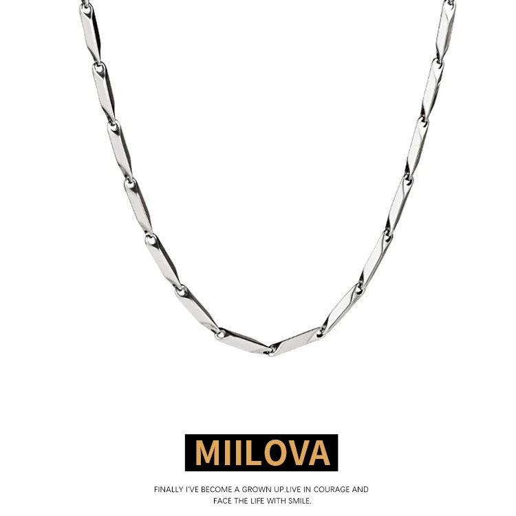 钛钢项链 男款菱形锁骨链简约百搭时尚潮酷帅男配饰竹节链气质ins