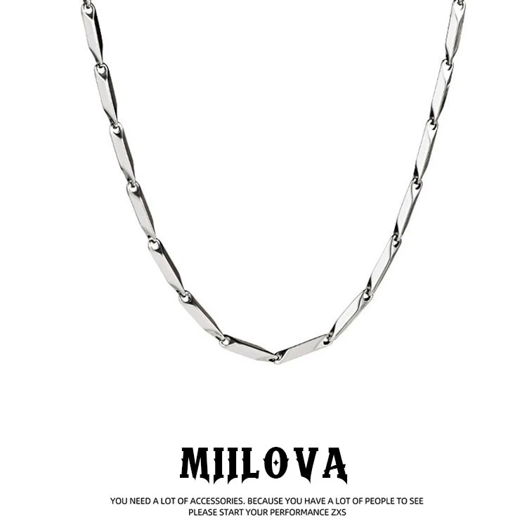 钛钢项链 项链男潮个性简约钛钢链菱形嘻哈帅气锁骨链时尚百搭ins