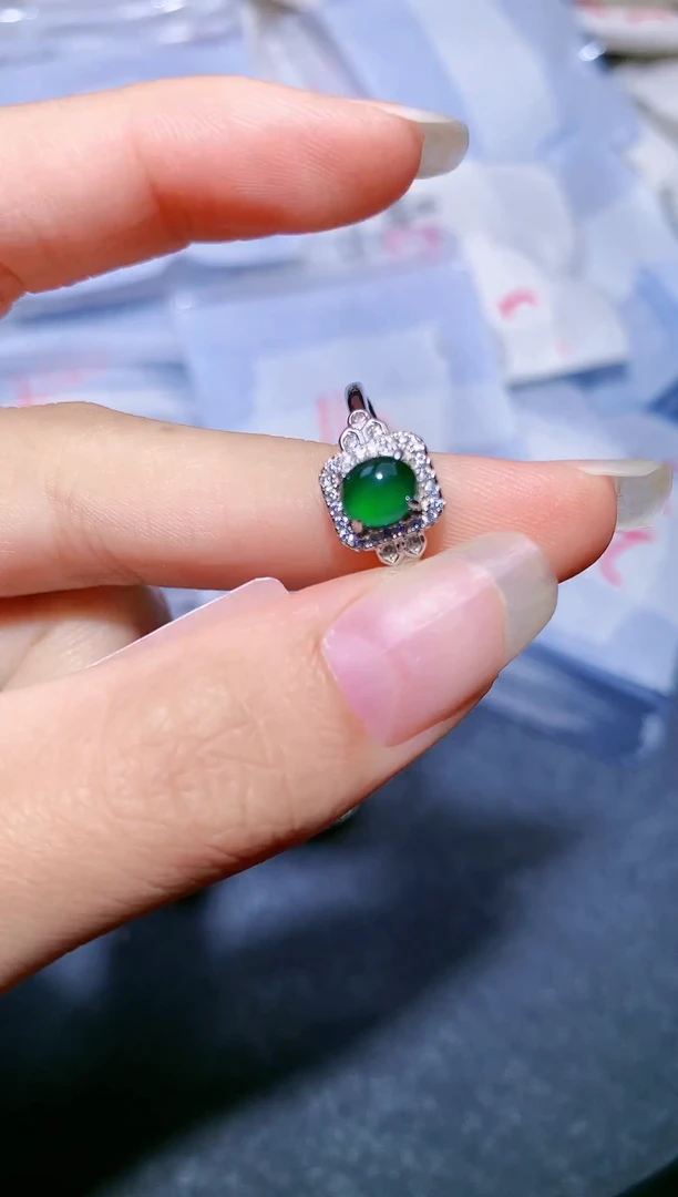 【闪购商品】翡翠珠宝奇石银S925镶嵌戒指