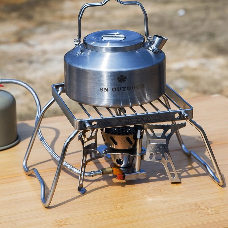 户外迷你不锈钢炉头支架烧烤架套锅烤盘可折叠架子露营装备