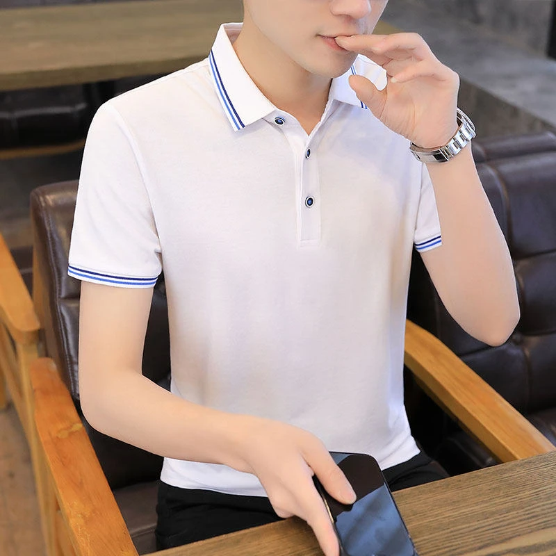 夏季新款短袖Polo衫男士休闲翻领tT恤男衬运动百搭打底半袖2133