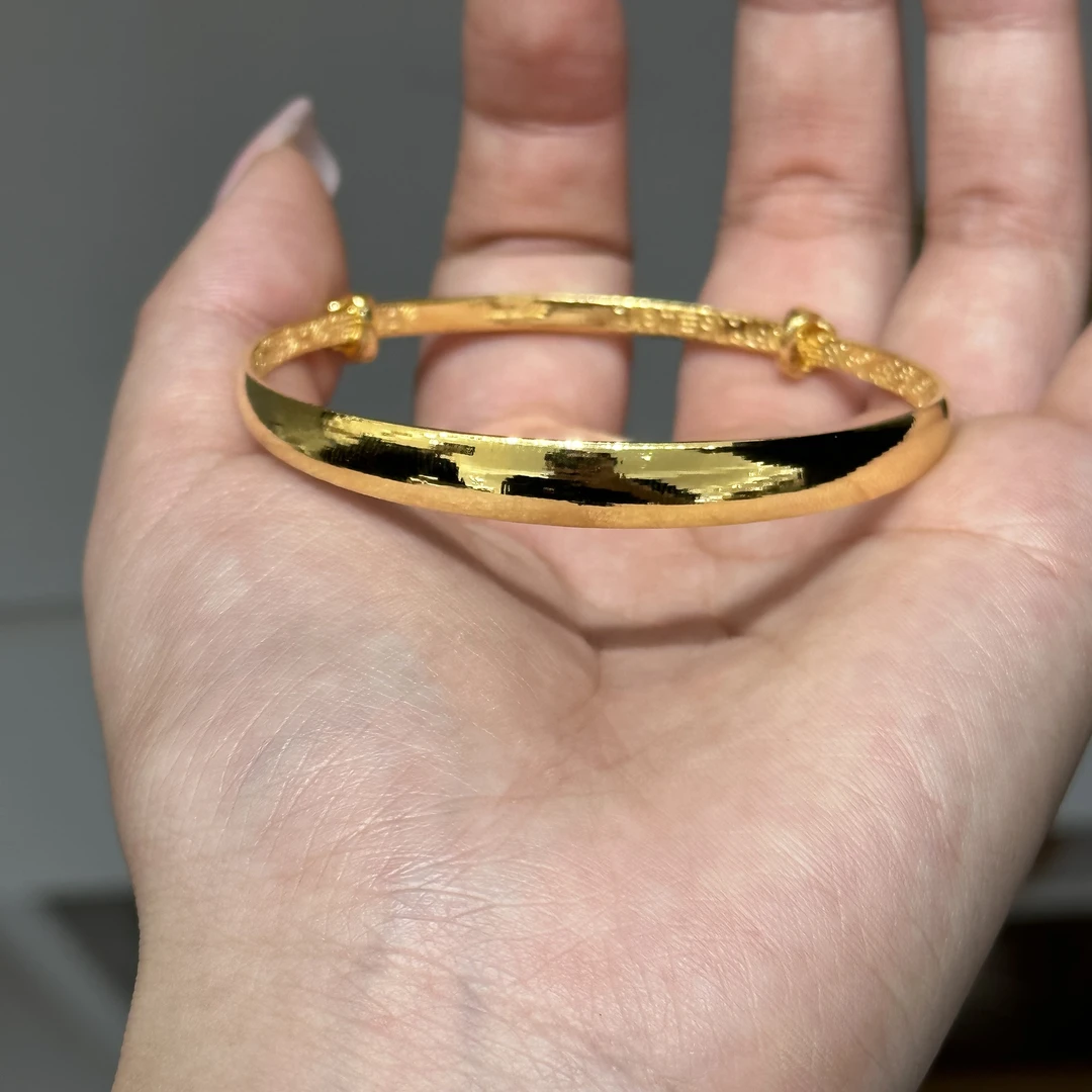 足金光面窄厚推拉手镯