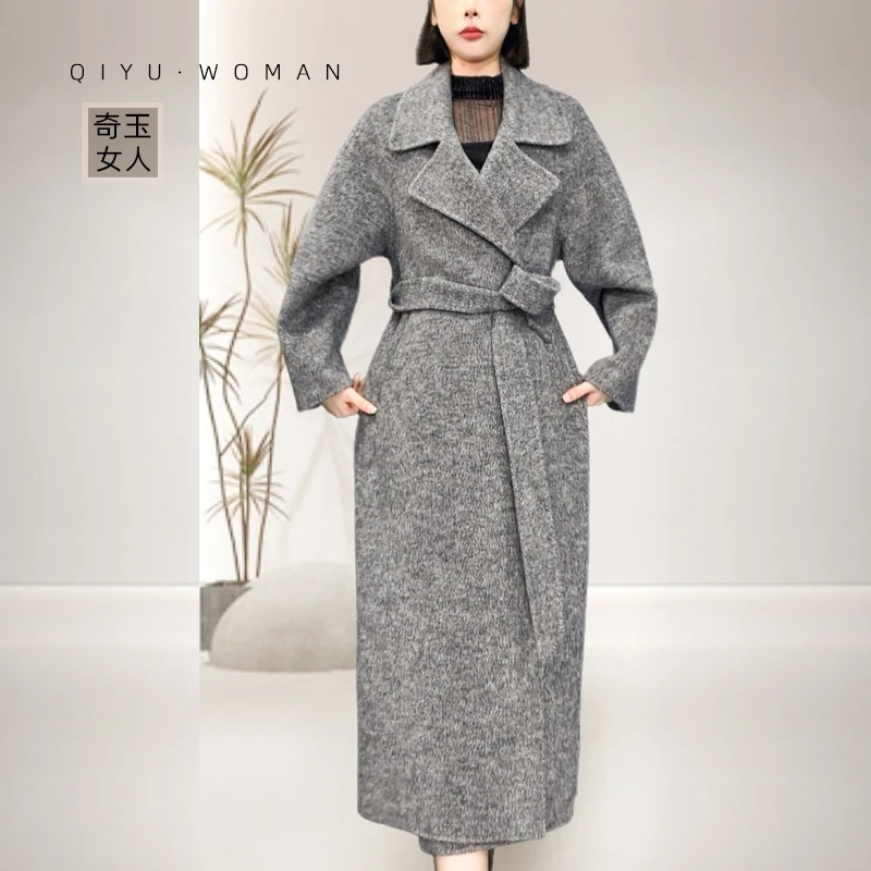 奇玉女人金标驼绒双面羊毛大衣慵懒风2025秋冬新款宽松长款双面呢