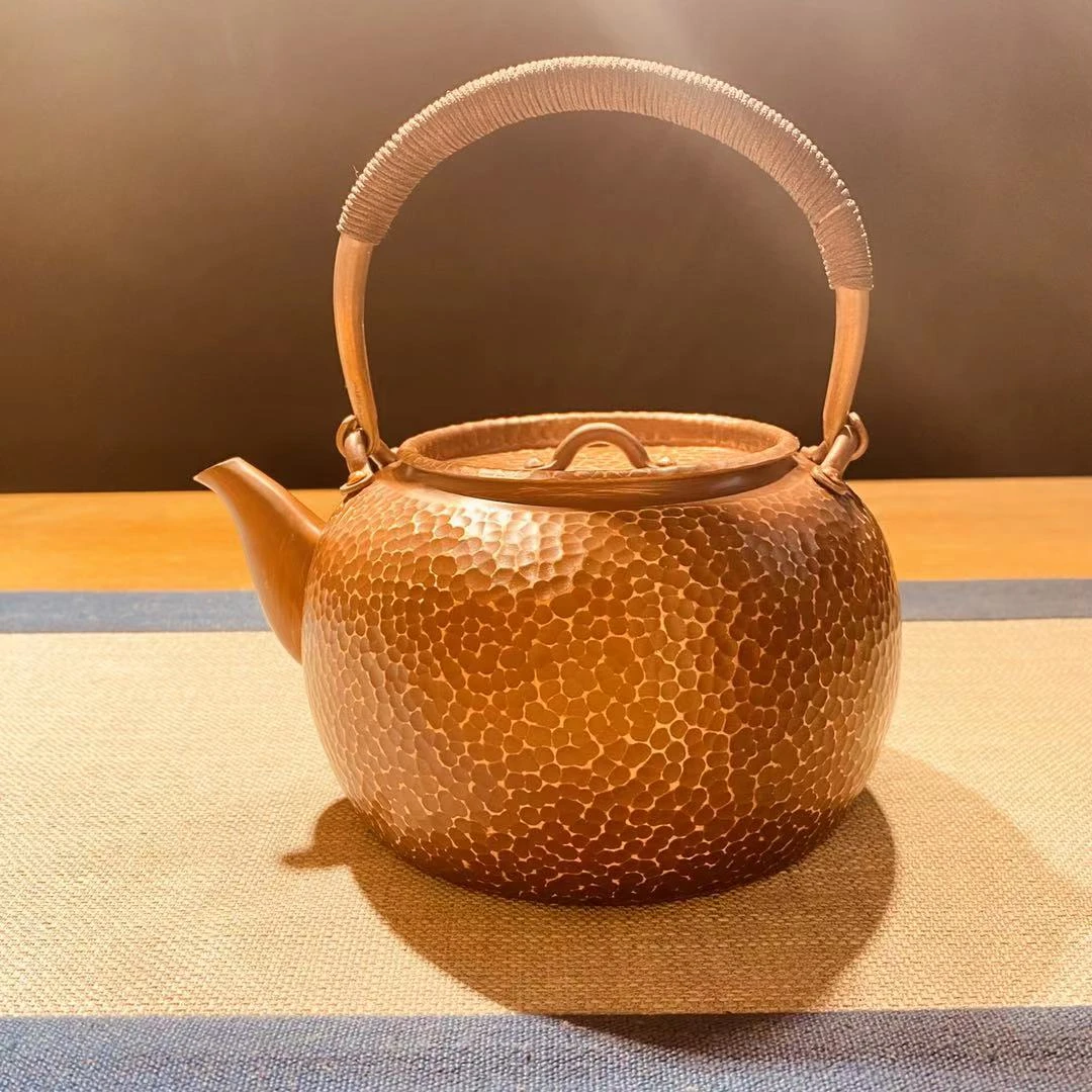 烧水壶 1.1升锤纹长嘴烧水壶 紫铜烧水壶 手工铜壶 紫铜煮水壶