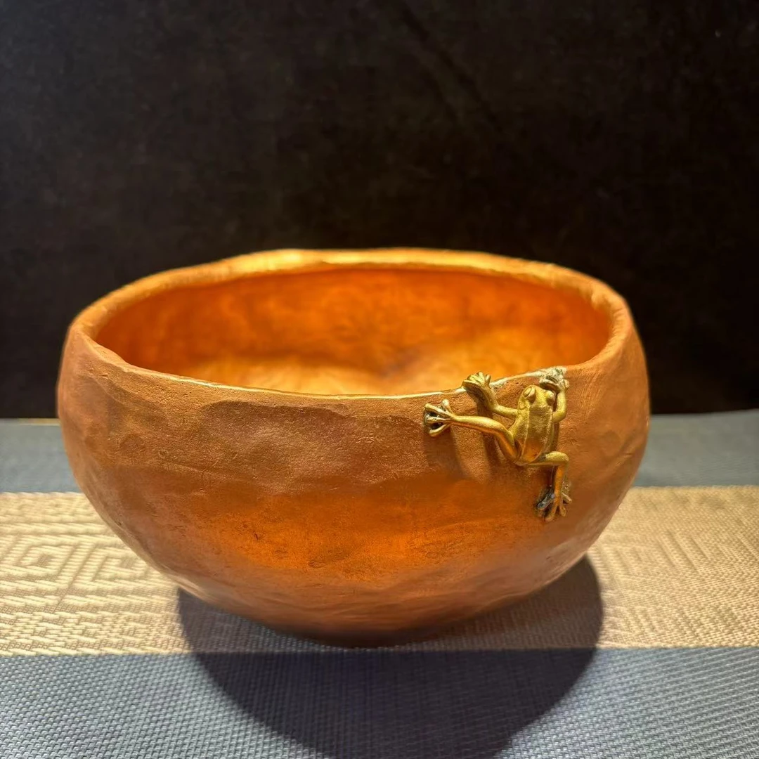 铜水洗 顶呱呱大水洗 16厘米口径青蛙 紫铜全手工大果盘 收纳罐