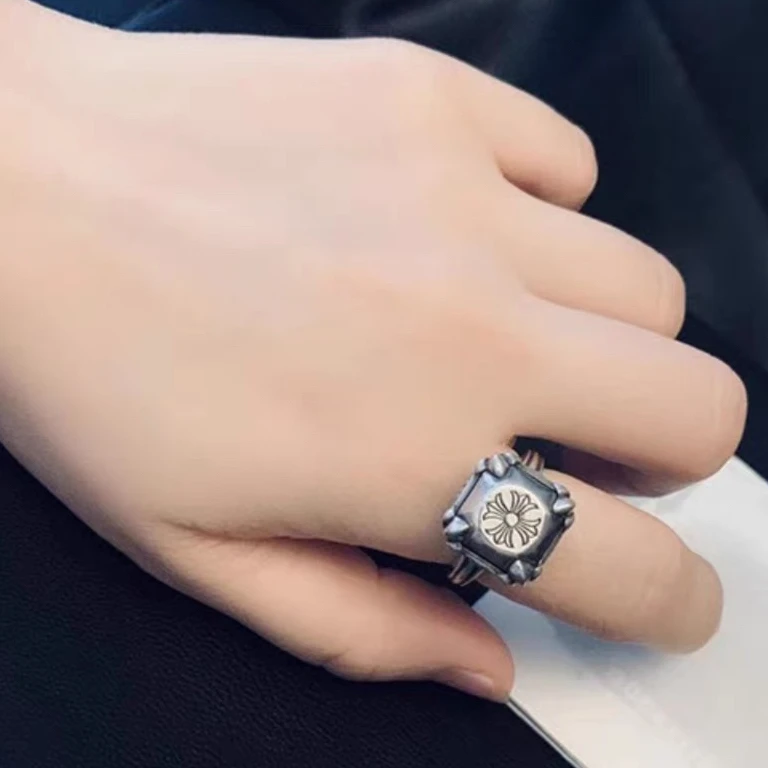 铜合金合成锆石戒指 01604时尚气质复古做旧928泰银克克开口戒指