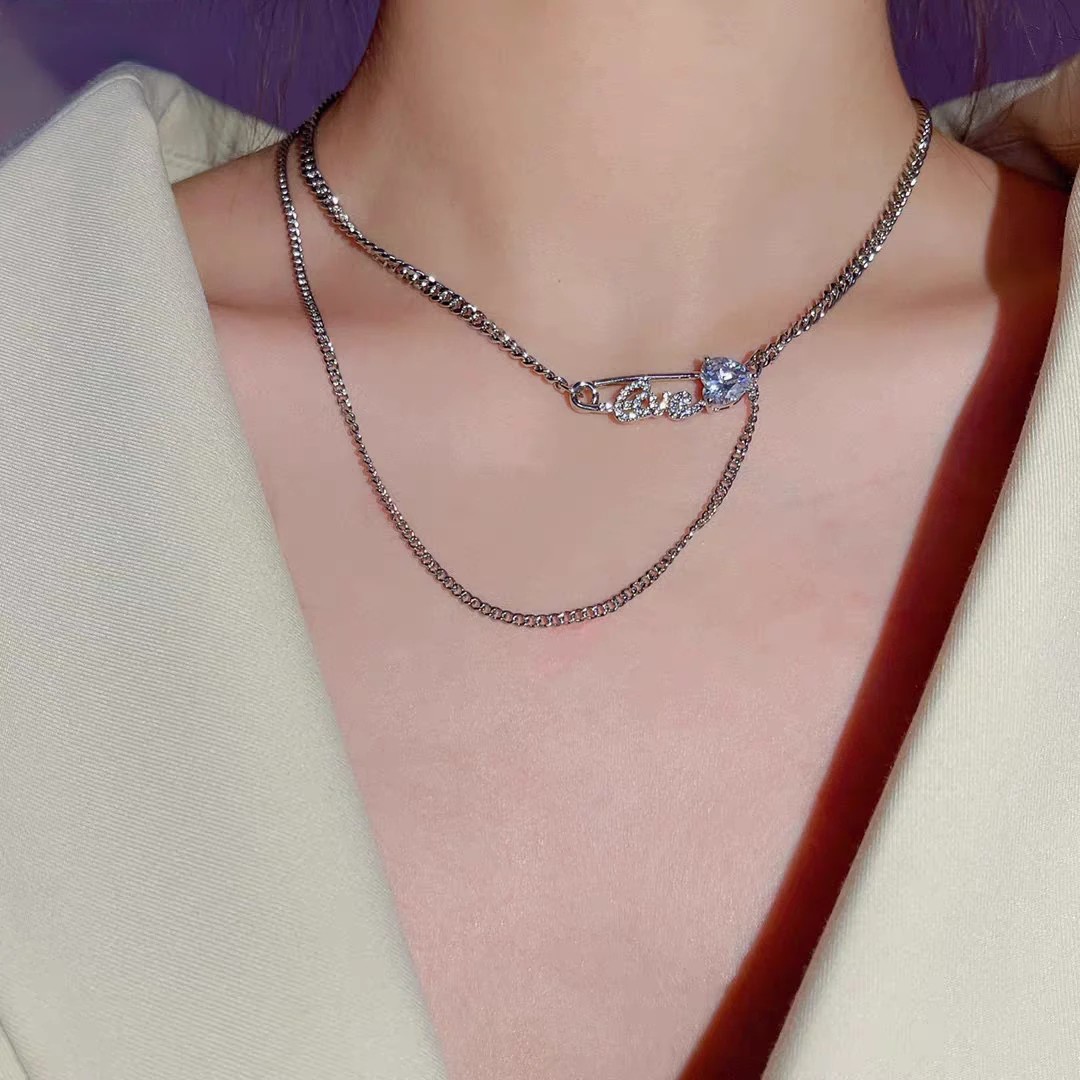 铜合金项链 760小众设计时尚气质ins冷淡风百搭别针项链