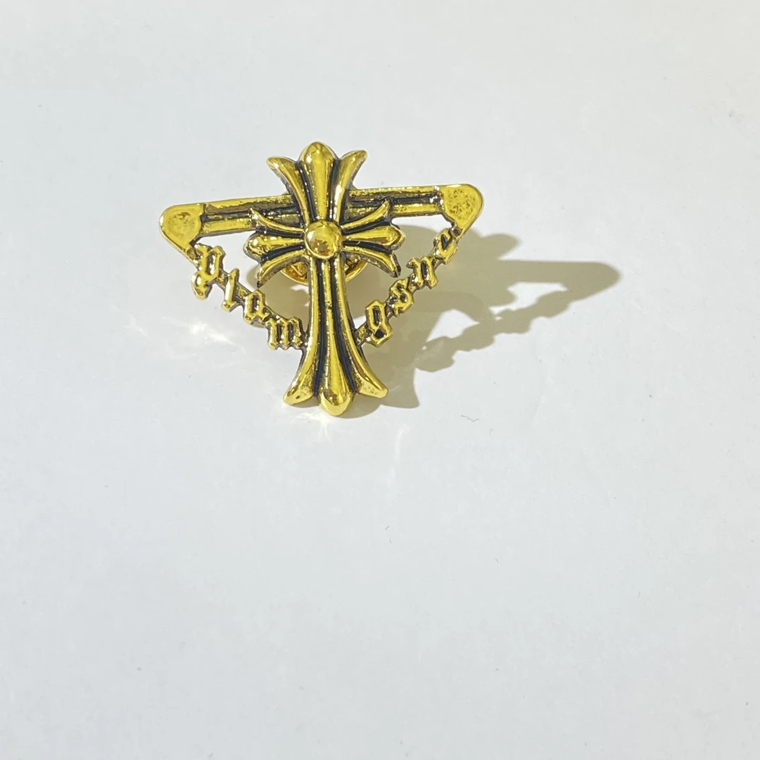 铜合金胸针 04322大淇原创复古做旧古铜色十字燕尾花个性胸针
