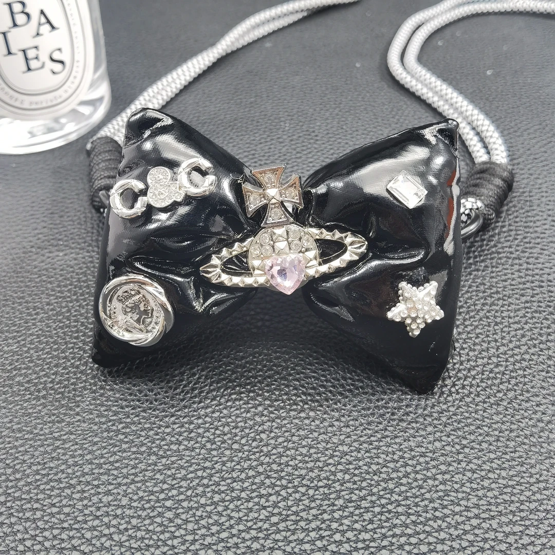 非金属项链 01247小众设计潮酷个性皮质编织绳手机夹