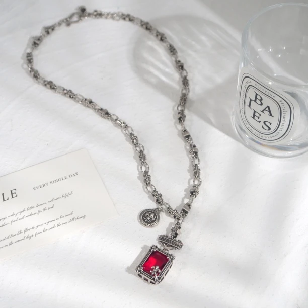 铜合金项链 03504大绮原创甜酷风香水瓶船锚气质百搭项链