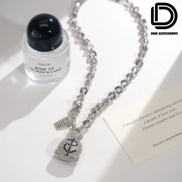 铜合金仿水晶项链 03356大绮原创小方块钱袋子个性时尚百搭项链