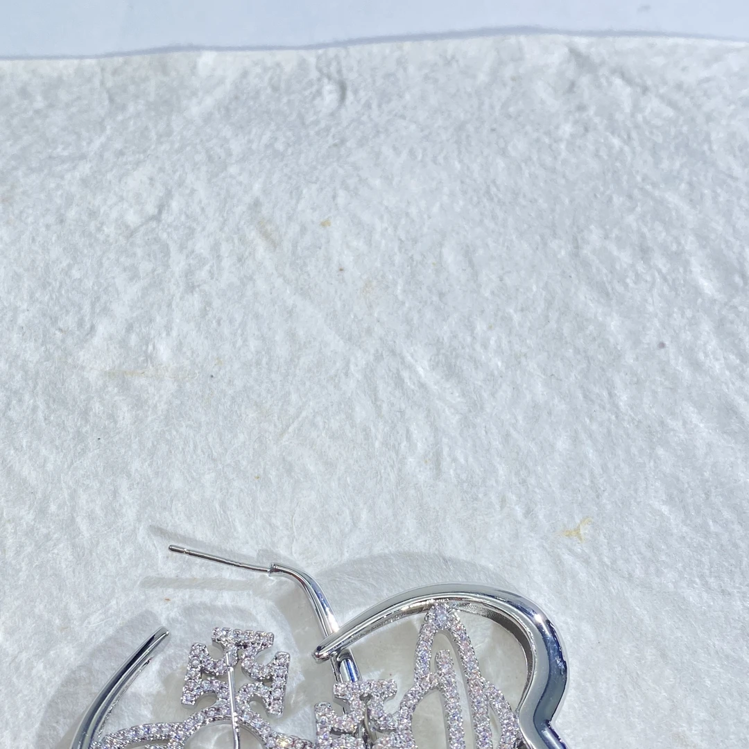 铜合金合成锆石耳饰 04304大淇原创简约风星球十字花不规则大耳钉