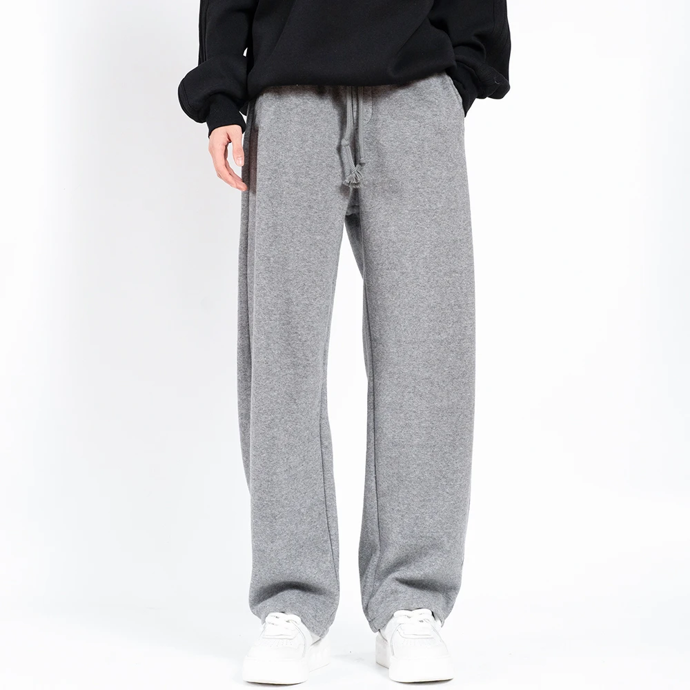 雪尼尔美式重磅加绒加厚卫裤男直筒秋冬宽松休闲长裤情侣保暖裤子