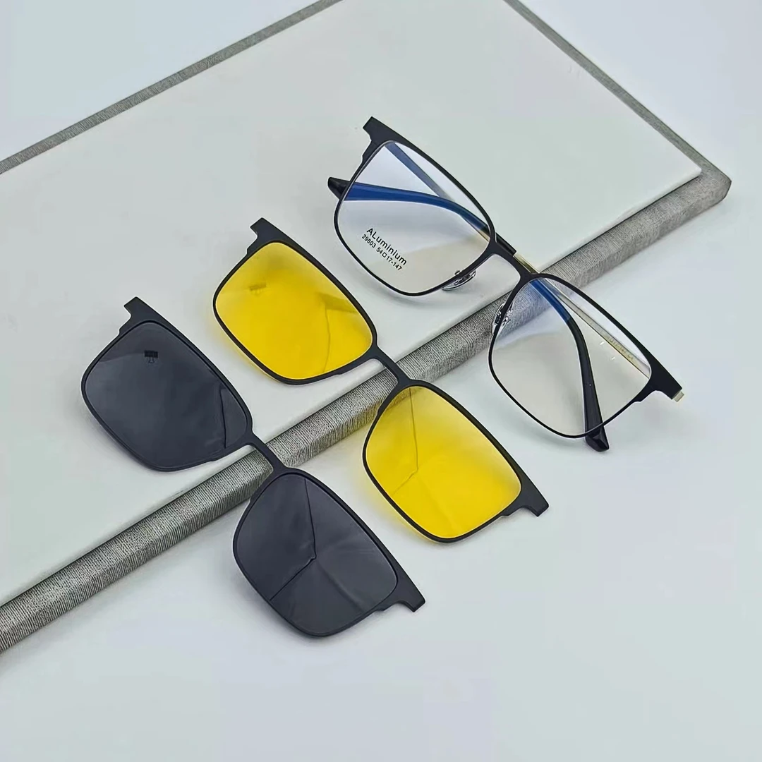 29803新款时尚男女同款三合一磁吸套镜眼镜可配度数防蓝光变色片i