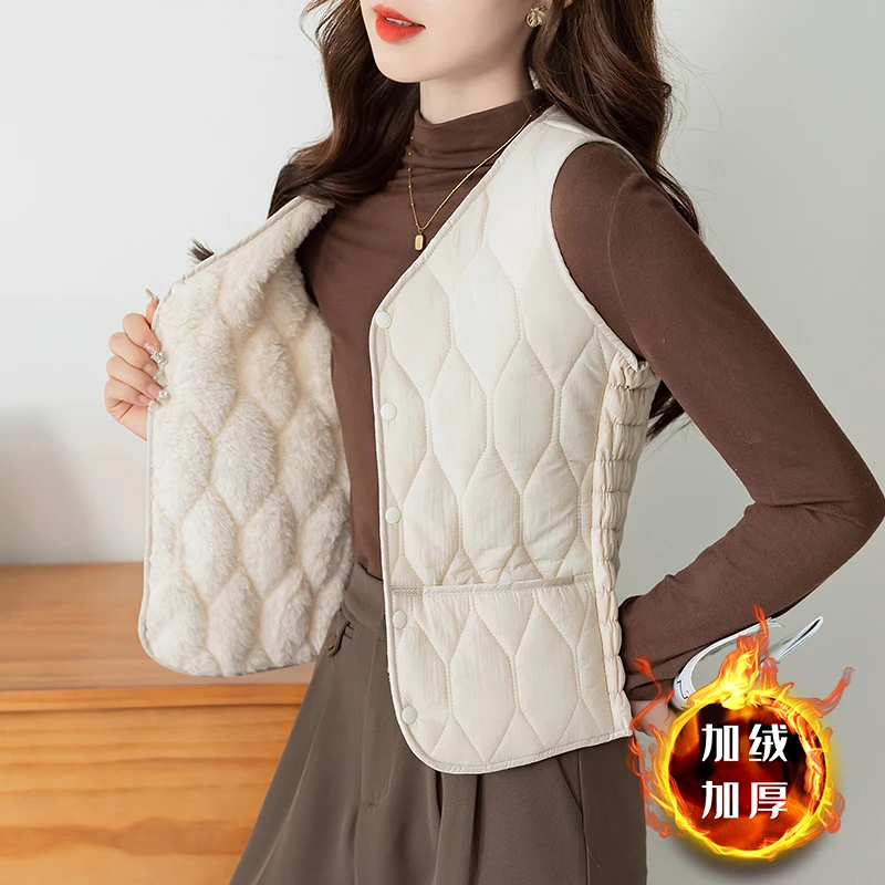2025新款加绒加厚棉马甲女爆款秋冬保暖贴身坎肩内穿打底背心内胆