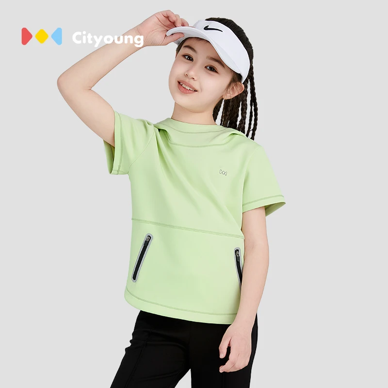 cityoung潮款男孩女孩儿童秋季运动短袖透气跑步训练马甲户外舒适