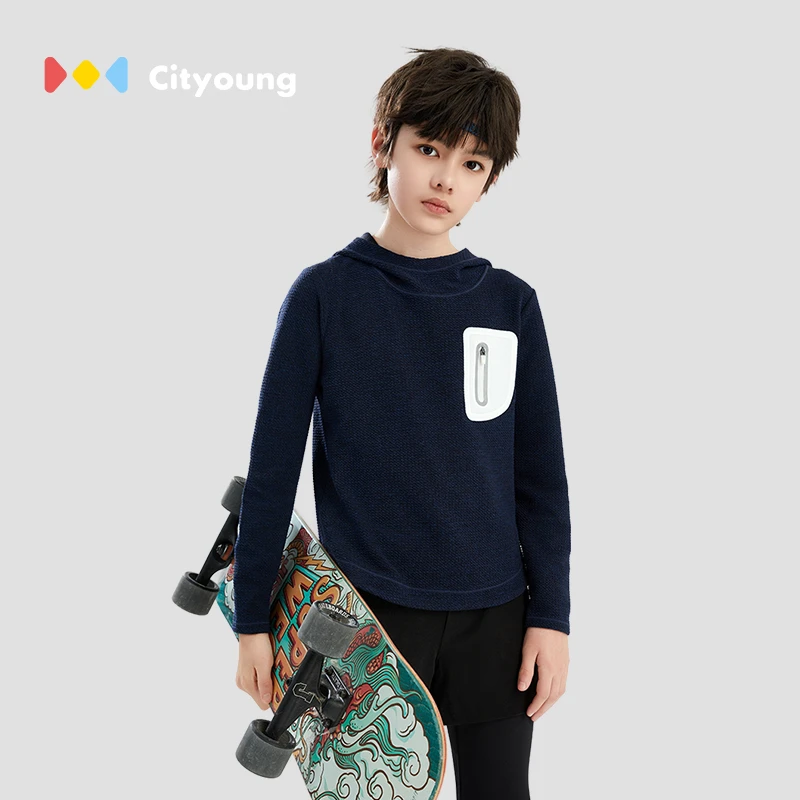 cityoung男女童长袖连帽百搭春季新款运动卫衣童装服装春秋儿童