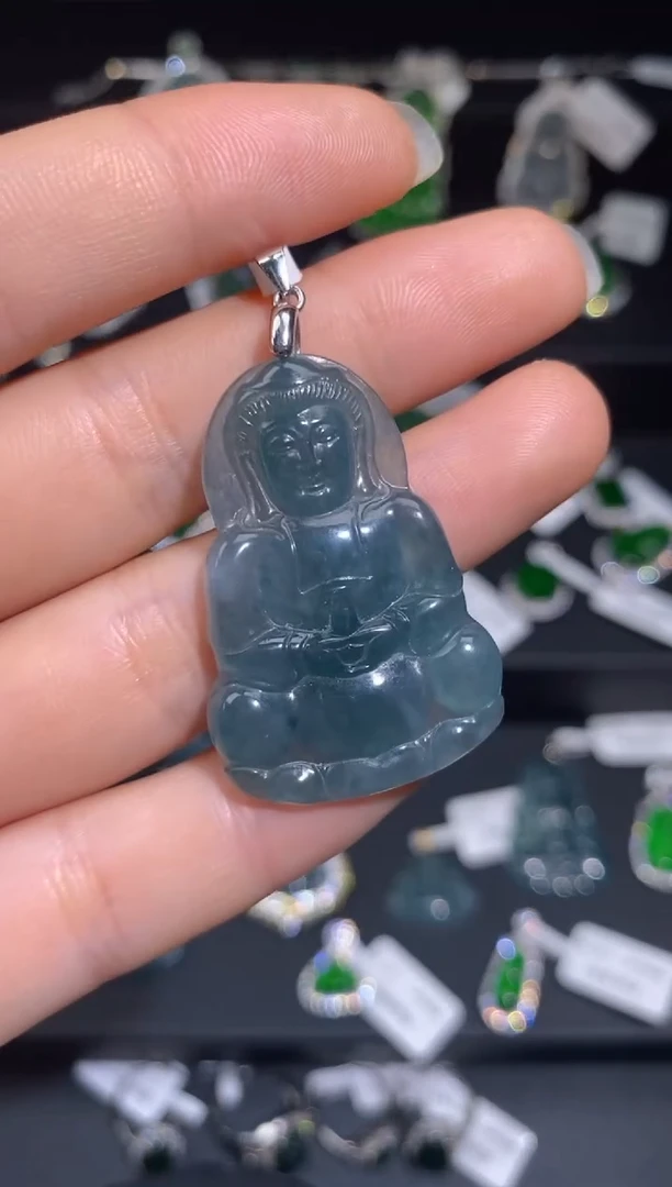 【闪购商品】翡翠戒指银S925镶嵌观音吊坠