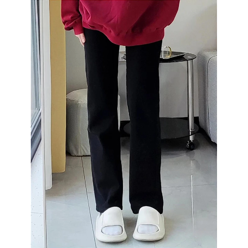 黑色高腰牛仔裤女秋季新款窄版大码胖mm显瘦梨形身材九分直筒裤子
