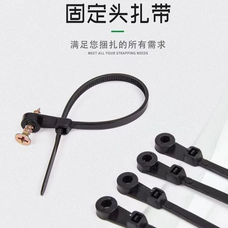 固定头扎带螺丝固定带圆孔扎带自锁尼龙扎带扎线捆绑束线带
