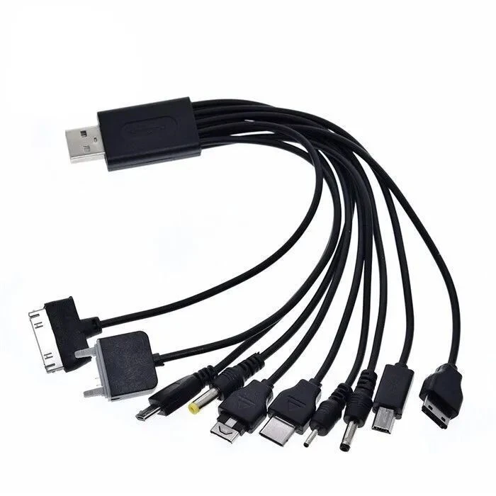 USB一拖十手机万能充电线多功能圆头10合1充电线 电源线