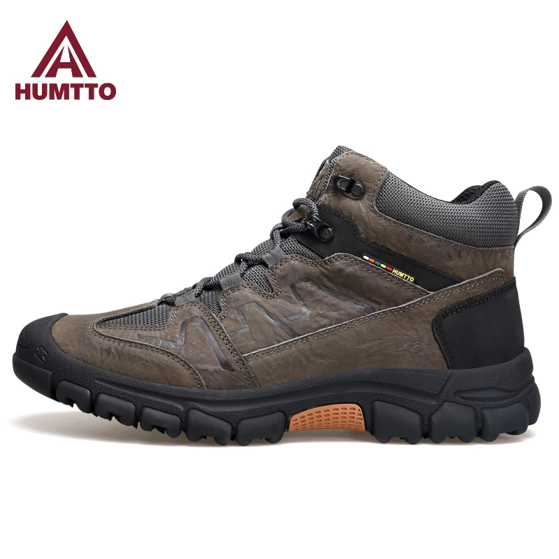 Humtto悍途户外登山鞋男士冬季防泼水加绒高帮运动休闲鞋240364