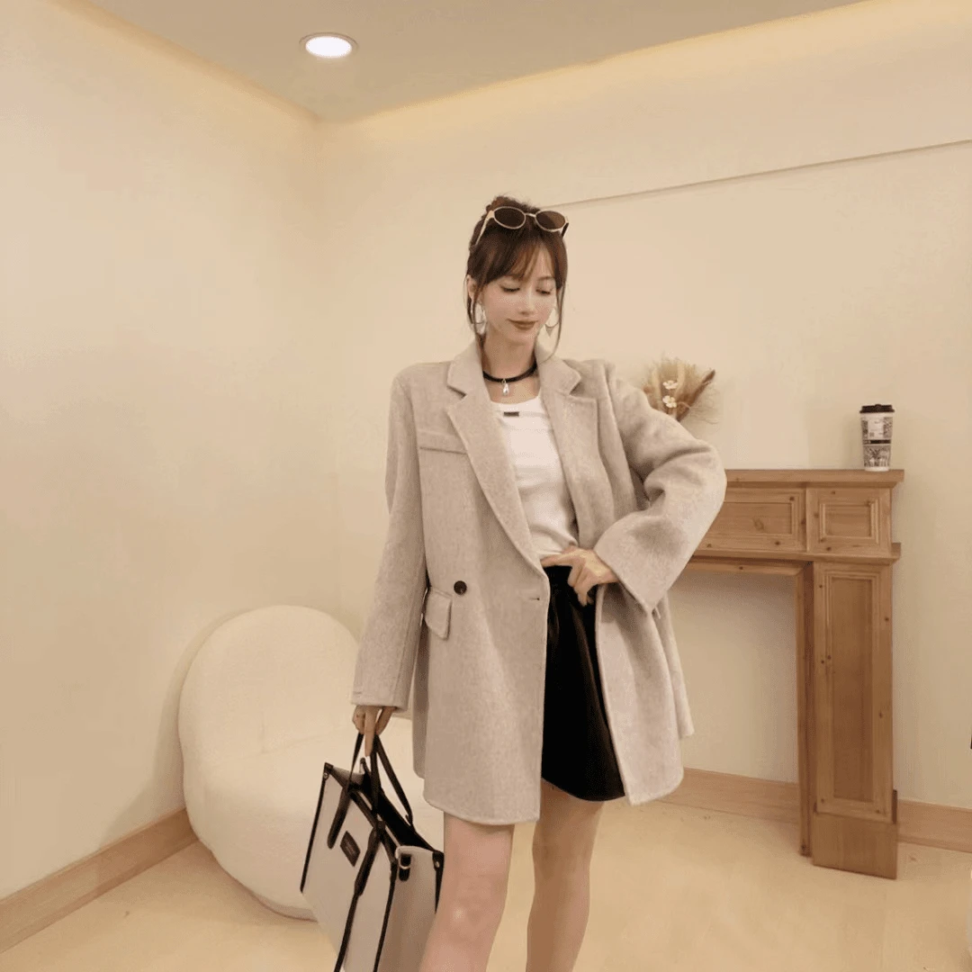 【工厂新号开播福利】2024新款秋季羊绒百搭韩版高端羊绒大衣66015