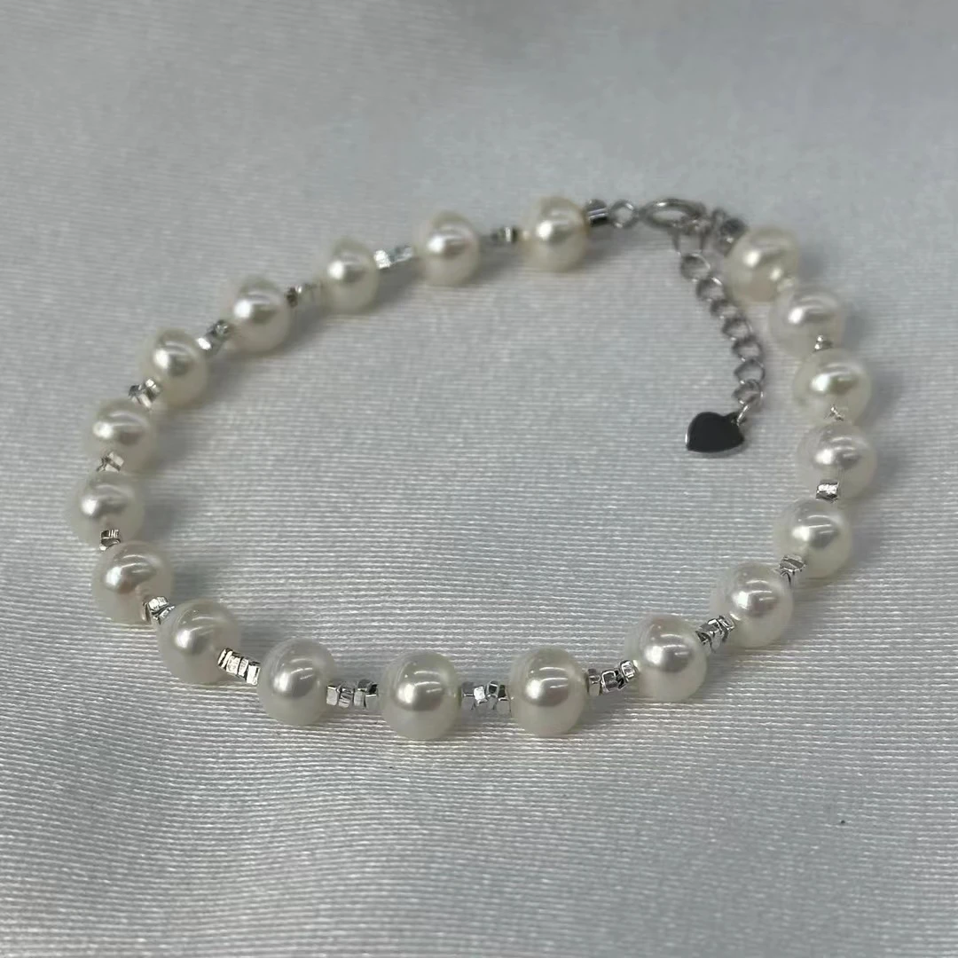 山与湖珠宝【碎银子】S925银 天然淡水珍珠手链