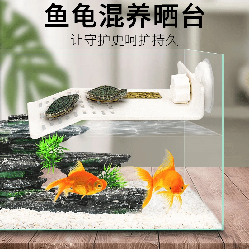 乌龟晒台爬台鱼缸龟缸晒背台亚克力休息平台高水位龟爬坡深水浮台